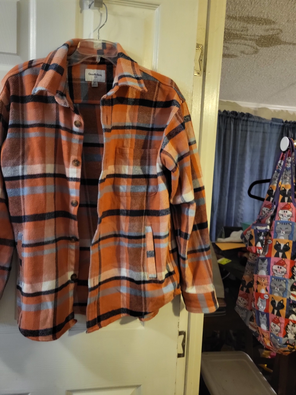 Mens Used Goodfellow & Co Orange Plaid Shacket